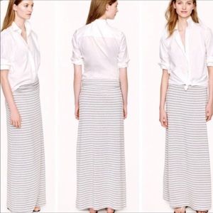 J Crew Factory Striped Maxi Skirt Gray Cream Small